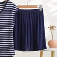 thumbnail image 5 of WRKEKC Summer Pajama Set for Women Soft Striped Knit Round Neck Short Sleeve and Shorts Set Casual Sleepwear for Summer, 5 of 5