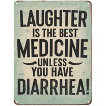 Uoyeqt Laughter Is The Best Medicine Unless You Have Diarrhea Metal Tin Signs Funny Retro Tin Sign for Wall Decor Encourage Words Home Art Decor Signs for Man women Wall Signs 8x12 Inch