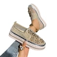 thumbnail image 3 of Xucatan Women's Fashionable Rhinestone Embellished Mesh Flats with Floral Appliqués, Breathable Slip-On Loafers with Cushioned Padded Insole, Sparkly Round Toe Comfortable Shoes Gift, 3 of 9