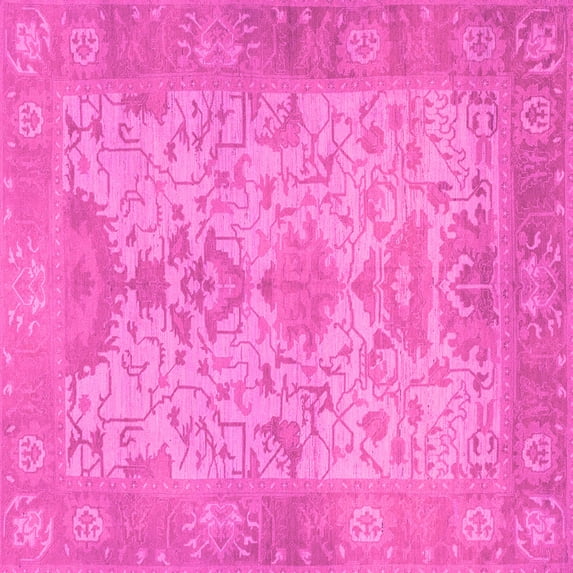 Ahgly Company Indoor Square Oriental Pink Traditional Area Rugs, 7' Square