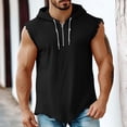 thumbnail image 2 of HBGVBA Men's Hoodie Tank Tops,Sleeveless Blouse with Drawstring,Linen Hooded Solid Color Quarter Zip Casual Athleisure Shirt, 2 of 5