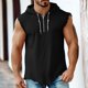 thumbnail image 2 of M Y M Camisa sin Mangas con Capucha Color Plano Clásico Cuarto Cremallera Deportes Casuales Color Sólido Superior para Hombres, 2 of 7