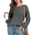 thumbnail image 3 of WUJINXIA Womens Long Sleeve Tops Round Neck Dress Shirts Casual Basic Pullover, 3 of 5