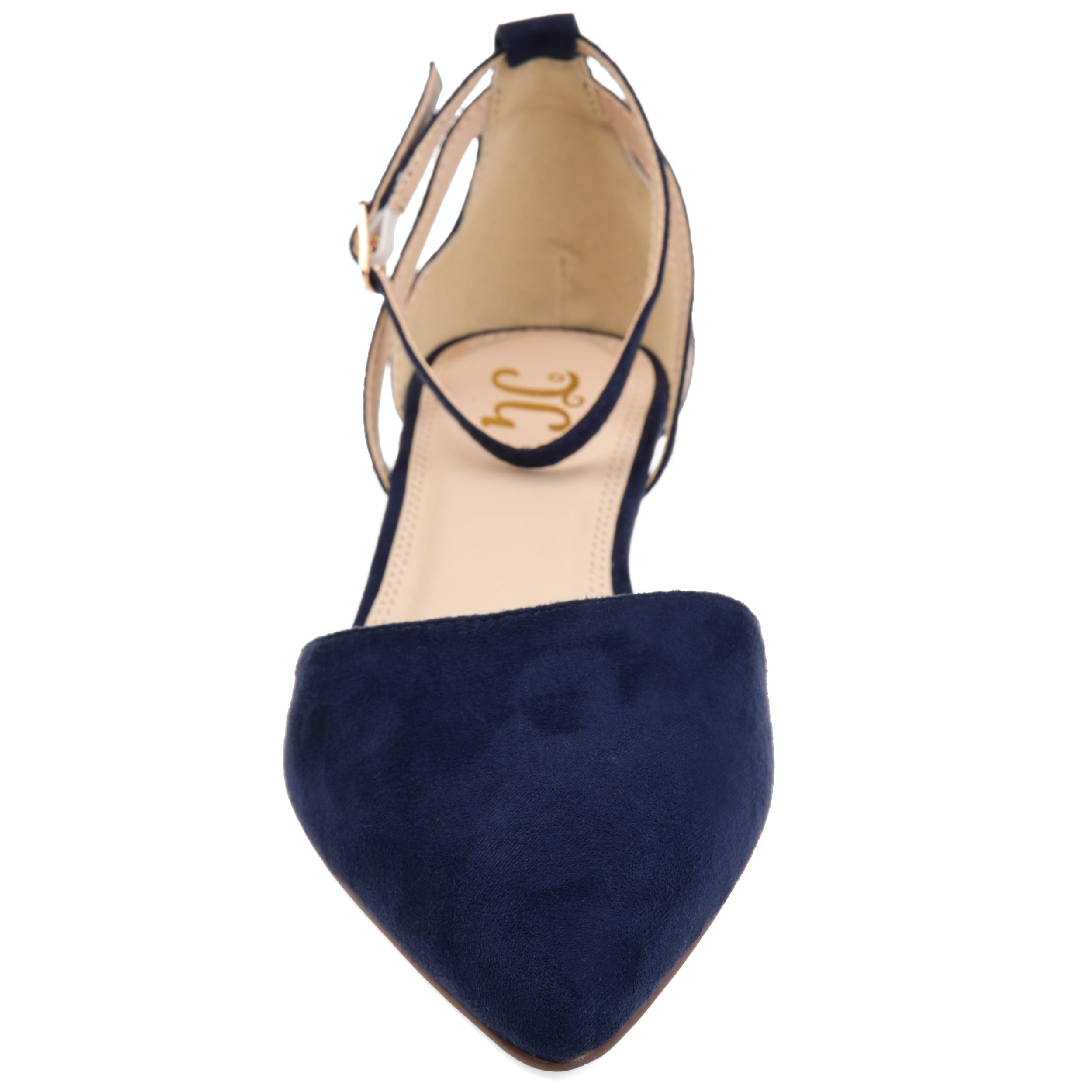 Journee Womens Arkie Buckle Pointed Toe Sliver Wedge