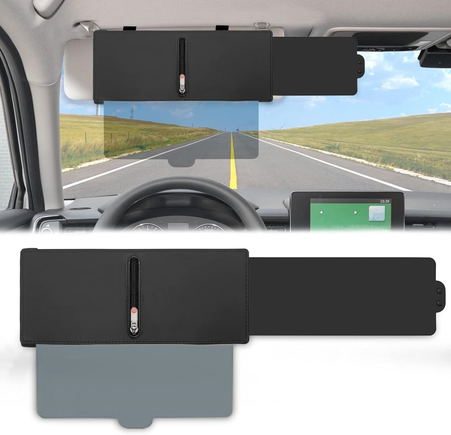 Car Visor Mirror Polarized Sun Visor Extender For Cars - Anti-Glare Attachment With Clips For Sunglass Wearers (Light Gray) Polarized Sun Visor Extender For Car Anti Glare