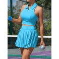 thumbnail image 3 of Anwell Womens High Waisted Tennis Dress Collared Golf Dress Two Piece Golf Dress Sets, 3 of 7