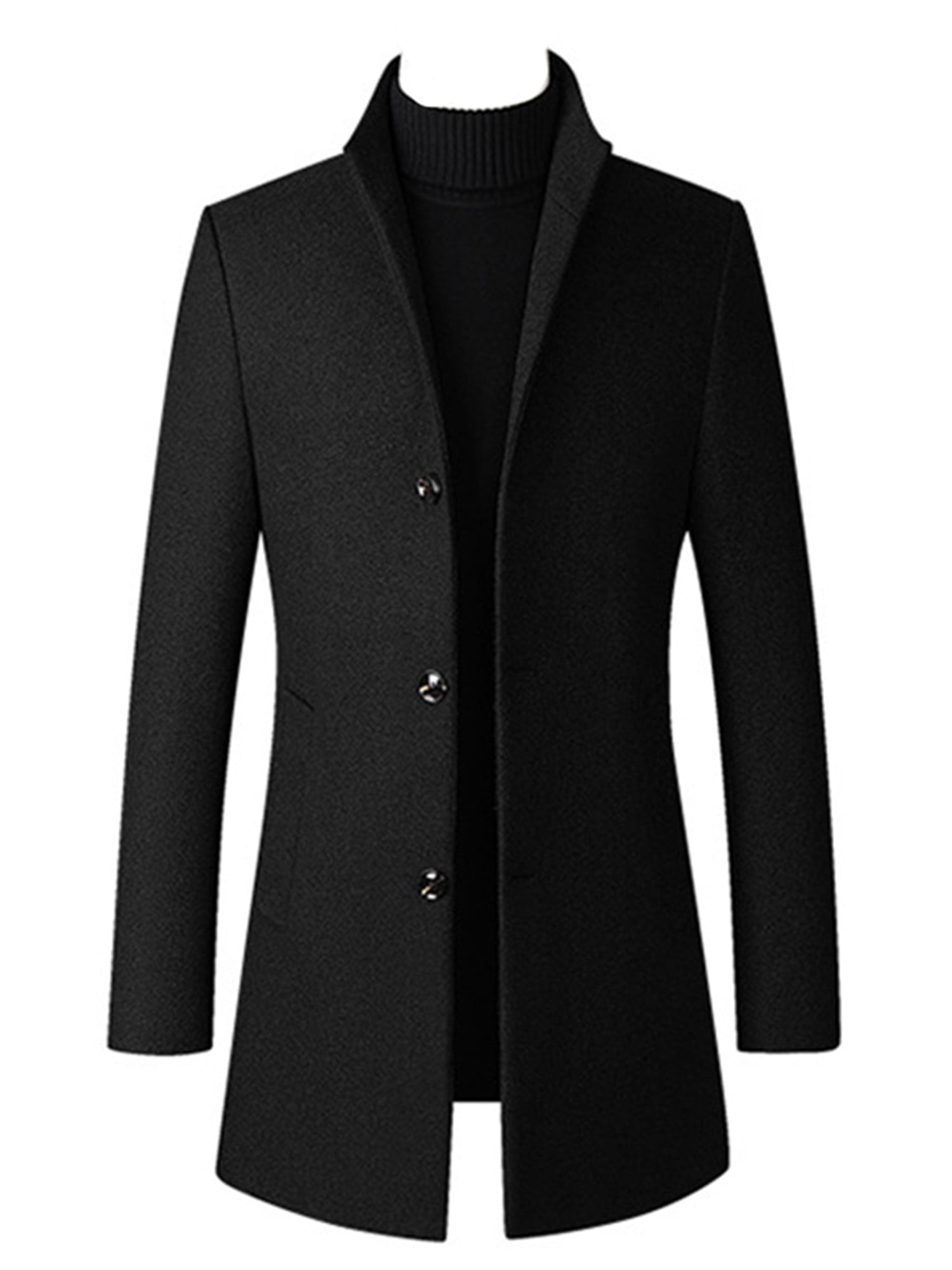 M-4XL Mens Winter Wool Blend Warm Trench Coat Jacket Single Breasted Peacoat Top