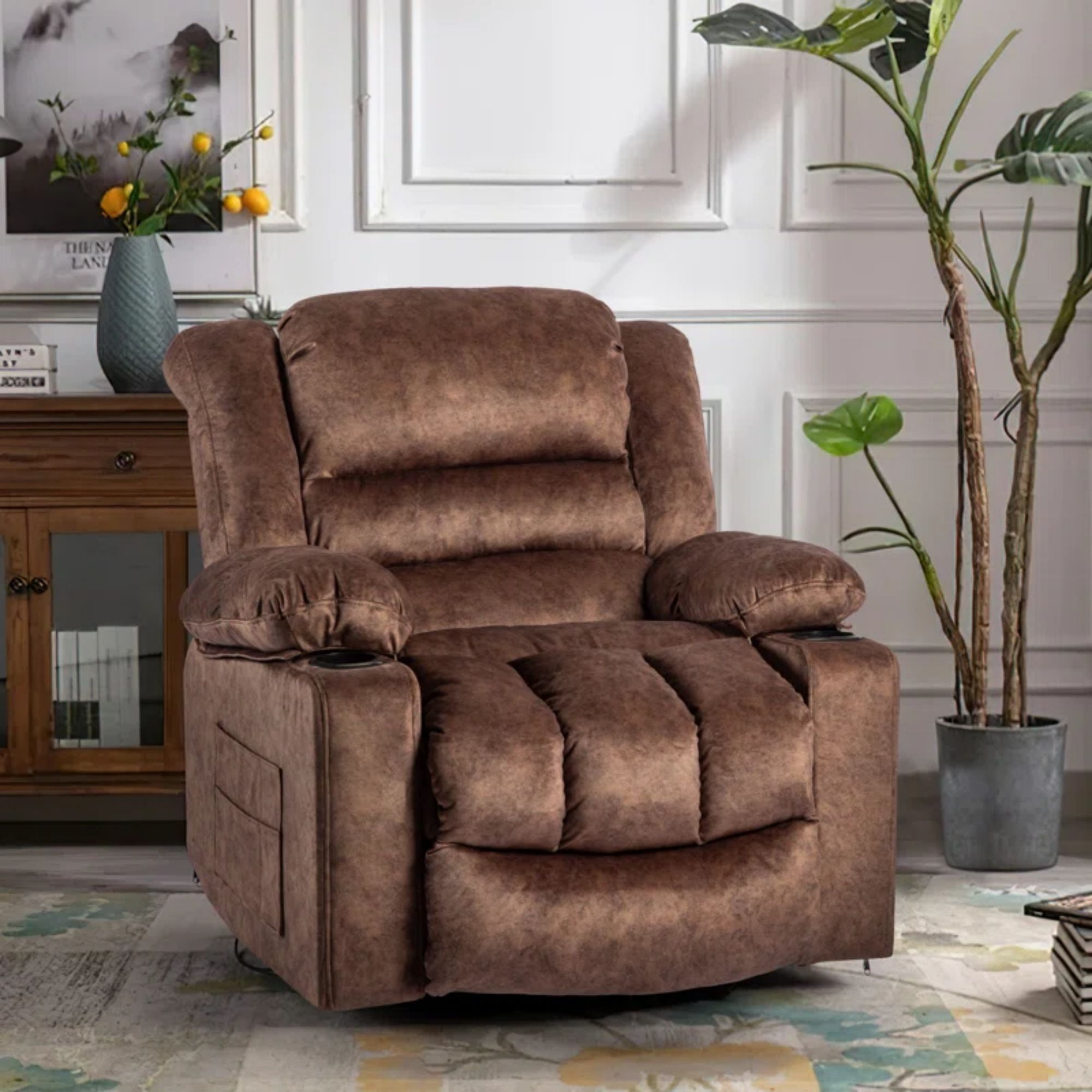 Colerline 36.61" Wide Mordern Designed Velvet Upholstered Heating&Massage Reclining Chair For