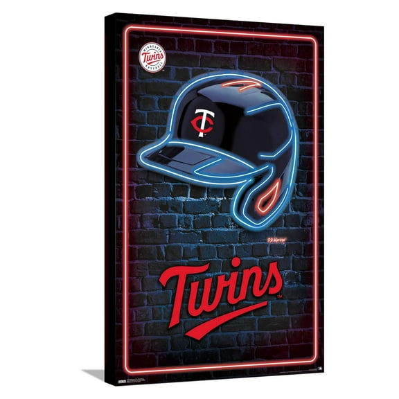 MLB Minnesota Twins - Neon Helmet 23 Canvas Wall Poster, 14.725" x 22.375"