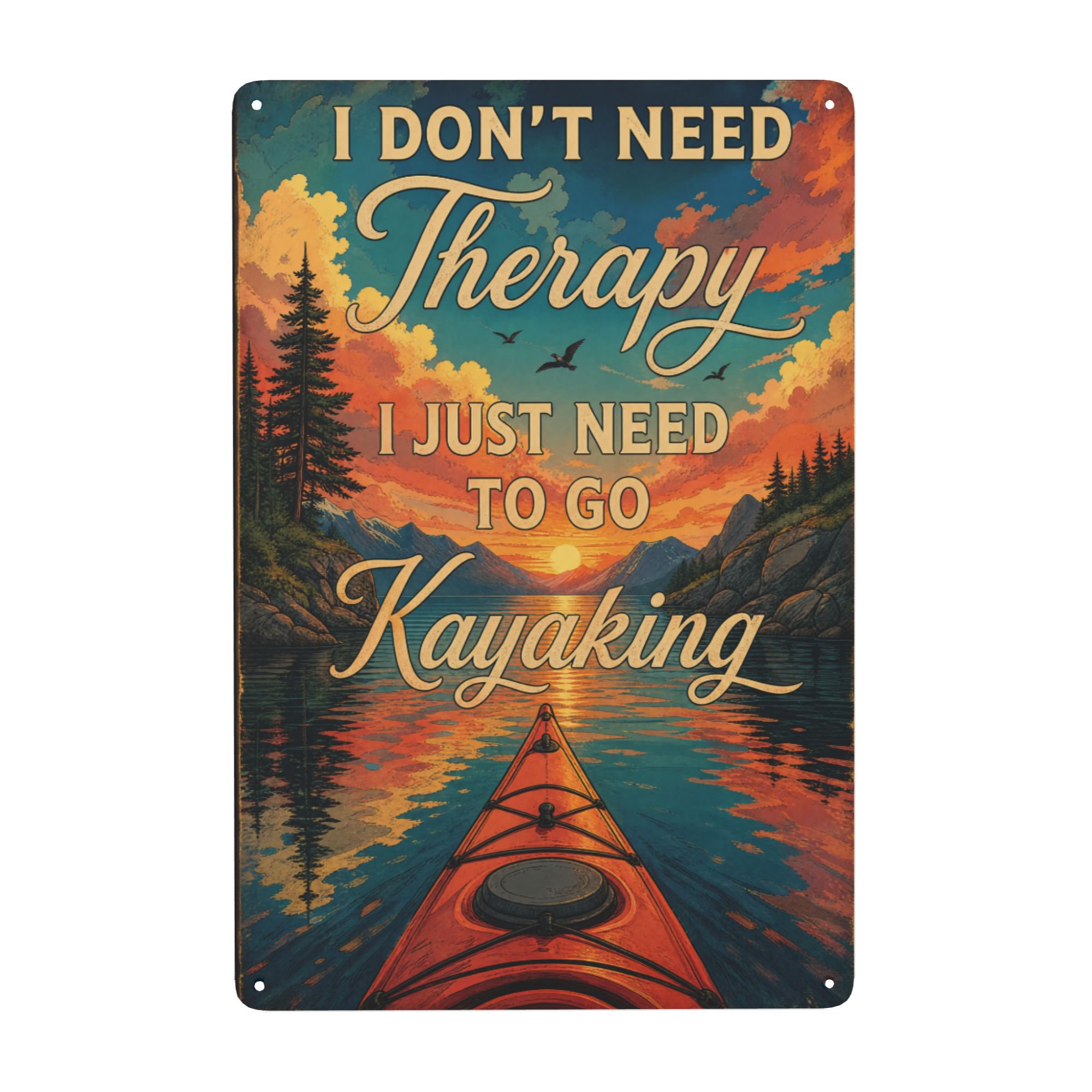 Funny Kayaking Therapy Quote Metal Tin Sign For Lake House Cabin Wall Decor 8x12 Inch