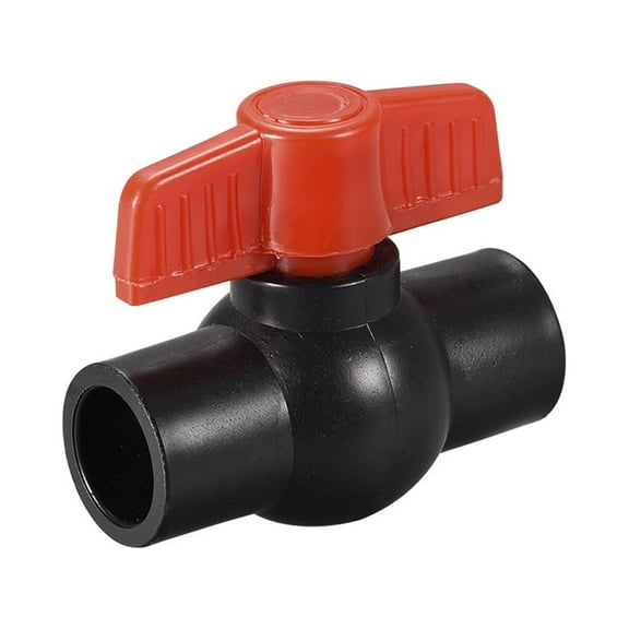 Uxcell Ball Valve 20mm Inner Diameter Socket Type for Control Water Flow PE Black Red