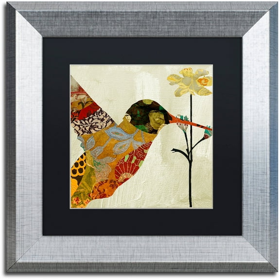 Trademark Fine Art "Hummingbird Brocade III" Canvas Art by Color Bakery Black Matte, Silver Frame