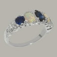 thumbnail image 3 of LBG British Made 18k White Gold Natural Sapphire & Opal Womens Engagement Ring - 33 size options - Size 9.25, 3 of 6