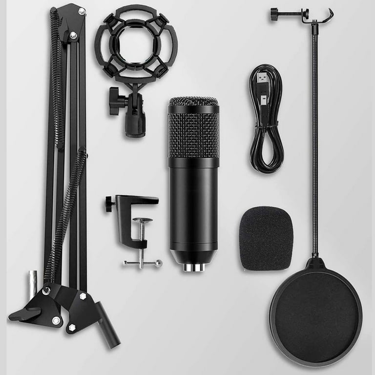 Microphone USB, Microphone à Condensateur 192KHz-24Bit Avec Microphone Réglable Suspension