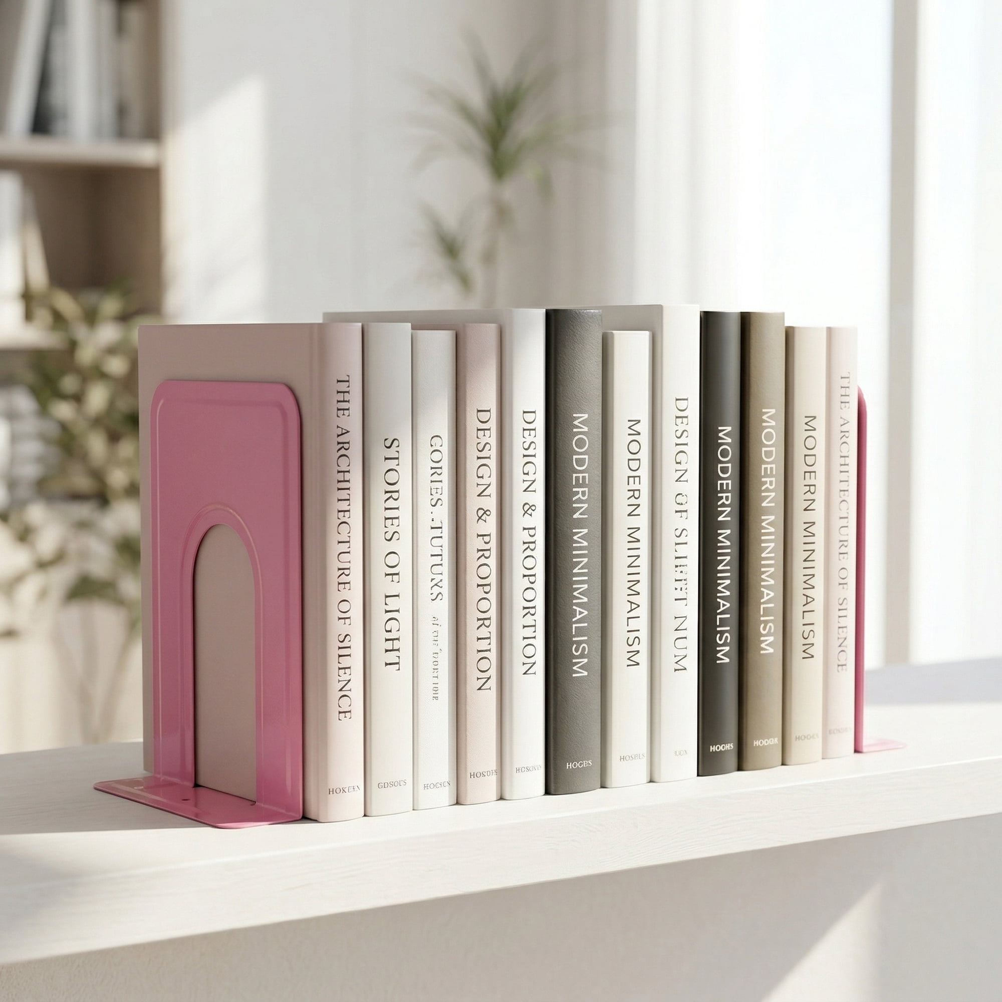 Unique Bargains Expandable Iron Bookends with Compartments Pink 5"L x 5.8"W x 6.7"H