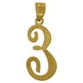 thumbnail image 2 of 10k Yellow Gold Unisex Diamond-cut Initial E Charm Pendant for Men Women, 2 of 3