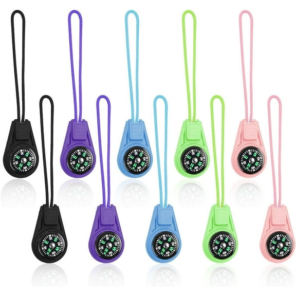 OUNONA 10-Pack Kids Compass with Lanyard: Portable Mini Plastic Pocket Compass for Outdoor Navigation, Hiking, Camping, Classroom, Party Favors