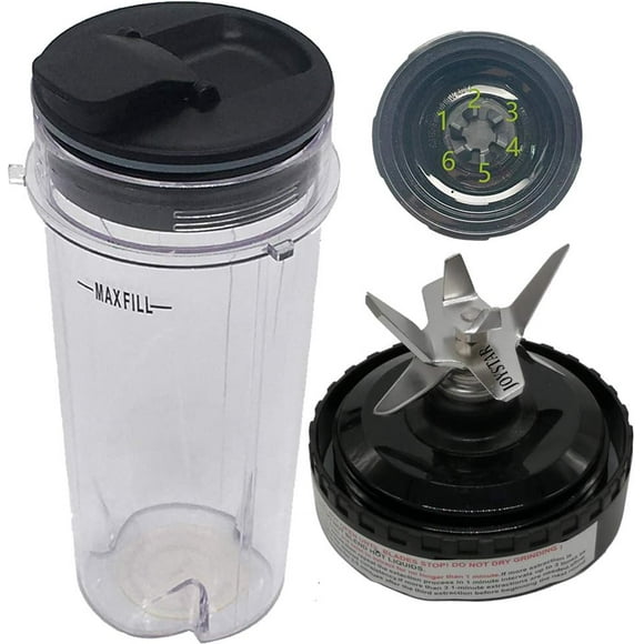 replacement 16-Ounce (16 oz.) Cup with spout Seal Lid with blade for Nutri Ninja blender:BL200 30/ BL201 30/BL201C 30/BL203QBK 30 /BL203OCN 30/ BL203QB 30 /BL203QY 30/BL204 30