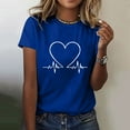 thumbnail image 2 of Pxiakgy Women Cute Heart Graphic Crewneck Short Sleeve Regular Fit Casual Tee T-Shirts Tshirt Tops Love Printed Shirt Short Sleeve Round Neck T Shirt Top Lightweight Soft Clothing Clothes Blue 3Xl, 2 of 4