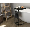 thumbnail image 4 of C Shaped End Table, Small Side Table for Couch, Couch Side Table Arm C Table for Sofa, TV Tray Slide Under Sofa Drink Table with Metal Frame for Living Room, Bedroom, Bedside, Black, 4 of 18