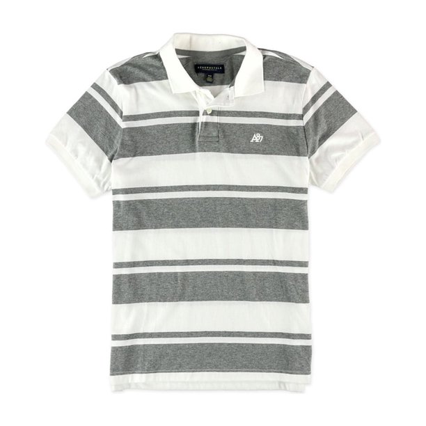 Aeropostale A87 - Polo de rugby a rayas para hombre, color blanco, mediano Aeropostale polo, rugbi