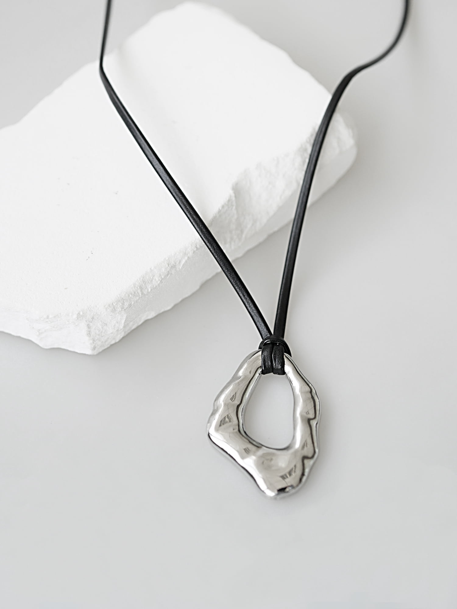 Time and Tru Women's Faux Leather Necklace with Silver-Tone Pendant