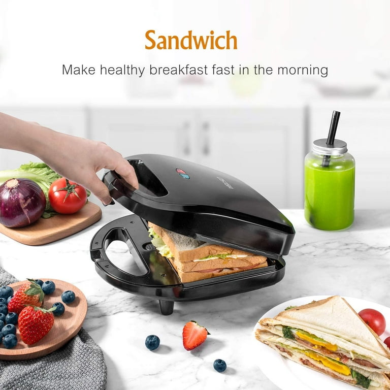 Reemix Sandwich Maker 3 in 1, Waffle Maker 750W Panini Press Grill with  Non-stick Plates, Double-Sided Heating, Indicator Lights, Cool Touch  Handle, Easy to Use & Clean, Black