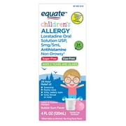 Equate Children's Loratadine Oral Solution 5 mg/5 ml, Allergy Relief, Bubble Gum Flavor, 4 fl oz