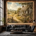 thumbnail image 6 of Quaint White Cottage with Garden and Rolling Hills, Peaceful Farmhouse for Nature Lovers, Rustic Landscape Art Decor, Housewarming Gift Tapestry Wall Hanging for Bedroom and Living Room, 6 of 7
