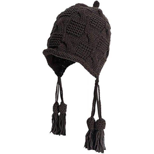 Gorro peruano para mujer, gorro de punto de ganchillo Laplander con borlas, gorro de aviador con lóbulo de la oreja, gorro de invierno cálido con solapa y calavera