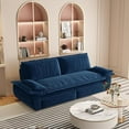 thumbnail image 4 of 73.2-inch Queen Pull Out Sofa Bed, 3-in-1 Convertible Sleeper Sofa with Velvet Upholstery, Multi-Functional Loveseat Bed for Living Room and Guest Room, Blue, 4 of 20
