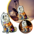 thumbnail image 2 of YaoZQ Samoyed Dog Night Light Sitting Puppy Resin Statue Stained Glass Style Animal Lamp for Bedroom Decor 6.7 Inch, 2 of 6