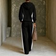 thumbnail image 4 of Szluipve 2 Piece Sets for Women Color Block 2 Piece Tracksuit Full Zip Drawstring Hoodie Side Stripe Elastic Waist Wide Leg Pants Set Casual Loose Matching Loungewear Outfit Black S, 4 of 4