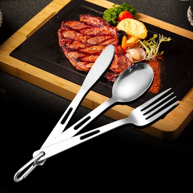 Spoons and Forks Set Outdoor Camping Tableware, Picnic Stainless Steel Knives, Forks, Spoons, Travel Portable Tableware Stainless Steel Knife Set