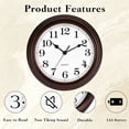 thumbnail image 4 of 12 Inch Wall Clock Battery Operated Silent Non-Ticking Analog Wall Clock Vintage Retro Rustic Style Decorative for Living Room Kitchen Home Office(Bronze), 4 of 7