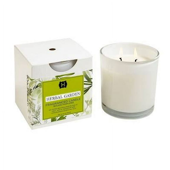 HERBAL GARDEN Hillhouse Naturals 12 oz White Glass 2-Wick Scented Jar Candle
