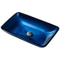thumbnail image 2 of Kraus GVR-204-RE-CH Irruption Rectangular Glass Vessel Sink with Pop-Up Drain, Blue - Chrome, 2 of 4