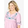 thumbnail image 6 of Woman Within Plus Size Embroidered Split-Neck Tunic, 6 of 6
