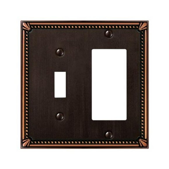 74TRDB Imperial Bead 1 Toggle 1 Rocker Wall Plate Aged Bronze