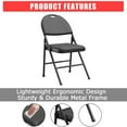 thumbnail image 3 of Senfot Padded Folding Chairs, Soft Cushioned Chairs with Metal Frame, PU Leather Upholstered Foldable Chairs Set, Portable High Back Chairs for Office, Party, Dining Room Black 6pcs, 3 of 6