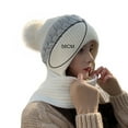 thumbnail image 6 of comerut Women Winter Warm Hat Knitted Beanie Super Soft Windproof Solid Color Neck Warmer Thicken Lady Winter Hat Scarf, 6 of 8