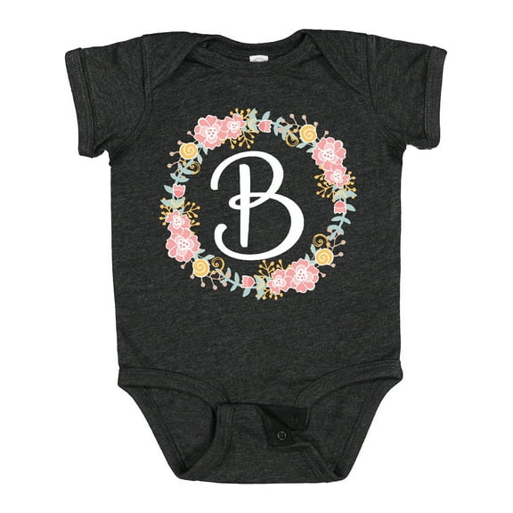Inktastic B Monogram Alphabet Letter Rose Floral Wreath Girls Baby Bodysuit