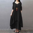 thumbnail image 2 of Women Linen Dresse Layering Vintage Robe Loose Long Dress Oversize Female Spring, 2 of 8