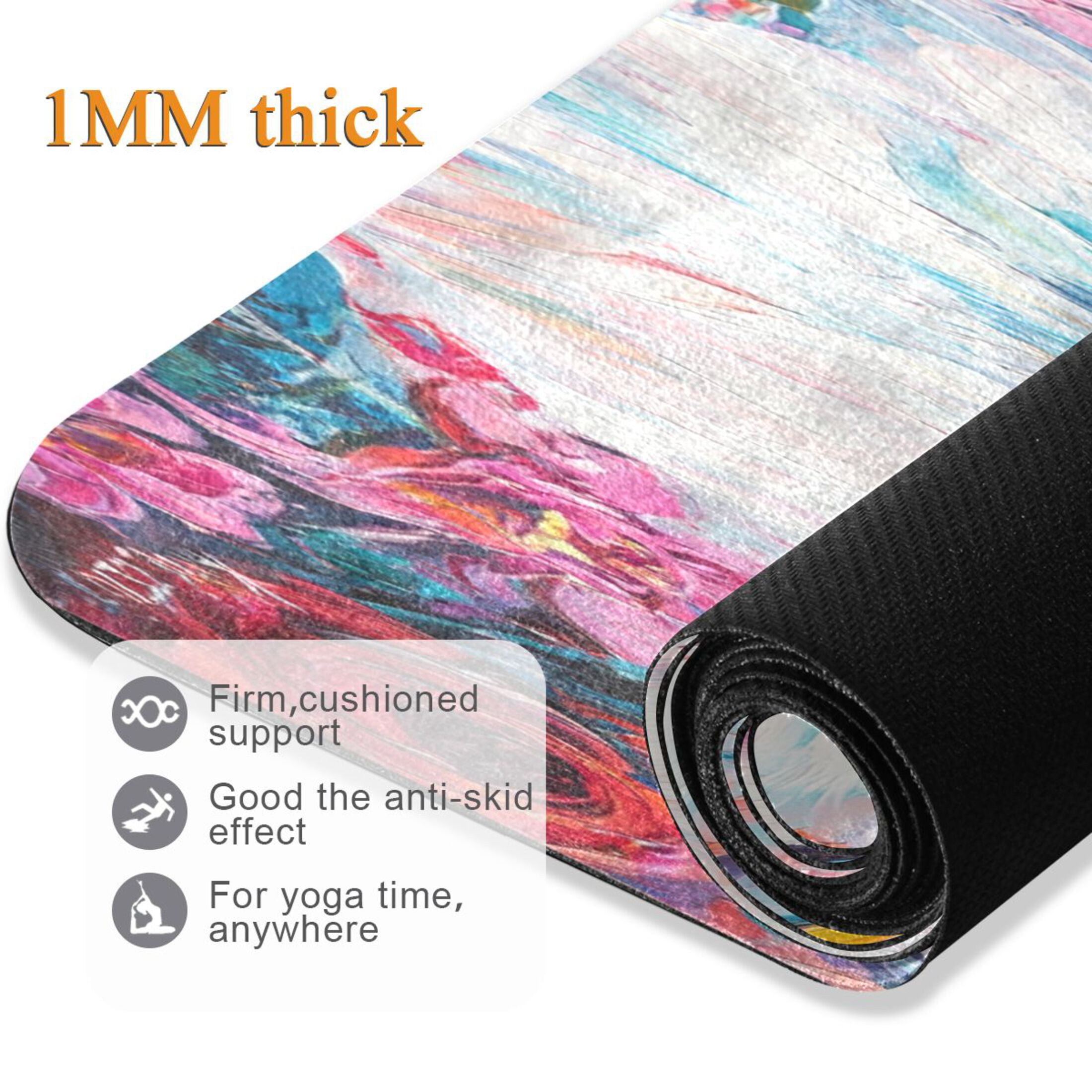 BZSMCE Yoga Mat Women Cat with Floral Crown Painting Fitness Mat