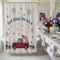 thumbnail image 4 of Independence Day Shower Curtain, 36" x 72", USA Flag Red Truck Linen Waterproof Bathroom Curtain Washable Shower Curtain Set with 12 Hooks, 4 of 9