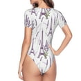 thumbnail image 4 of Naloa Lavender Flowers Women's Short-Sleeved Onesie, One-Piece Swimsuit for Parties, dates, clubs - X-Large, 4 of 9