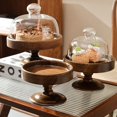 thumbnail image 5 of Elegant High Foot Cake Stand with Glass Cover - Wood and Glass Dessert Plate, Dim Sum Dish, Bread Plate S, 5 of 5