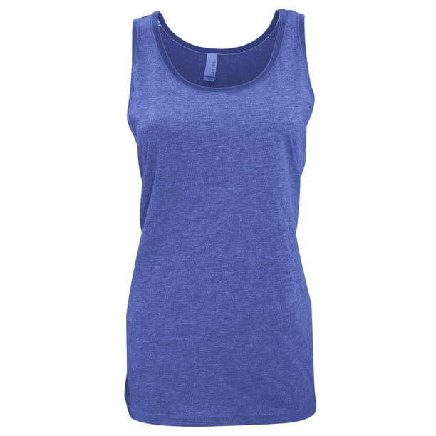 Canvas- Camiseta de tirantes largas para mujer (Azul Real Jaspeado)