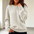 thumbnail image 6 of yillto Womens Cable Knit Sweater Top Long Sleeve Crewneck Pullover Warm Fall Winter Loose Sweaters Tops, 6 of 7