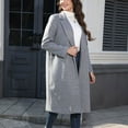 thumbnail image 4 of Gpaecead Womens Notch Lapel Collar Pea Coat Open Front Overcoat Oversize Long Jacket Outerwear Gray, 4 of 9